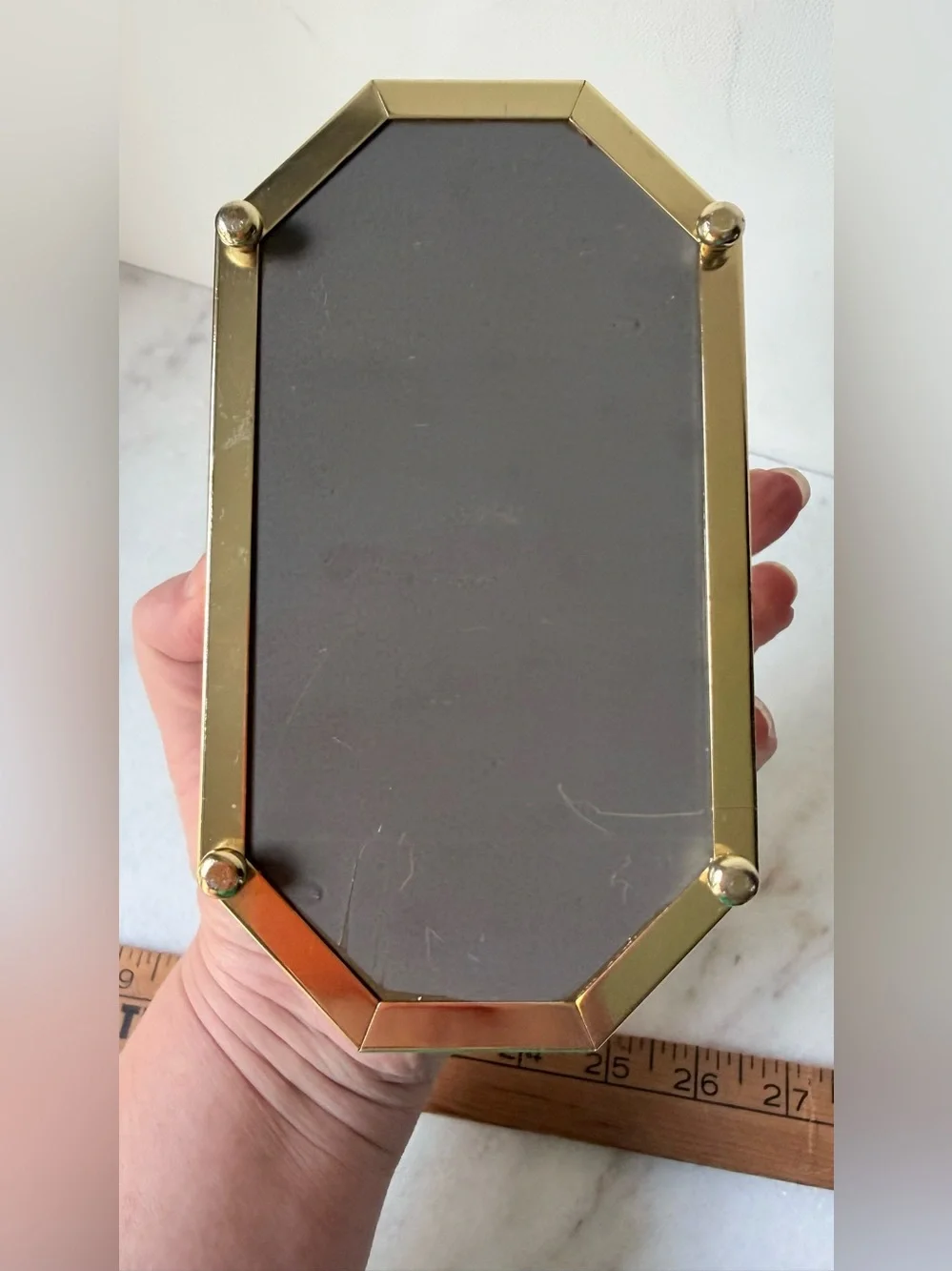 Glass and Brass Display Jewelry Case - Gold Finish, vintage